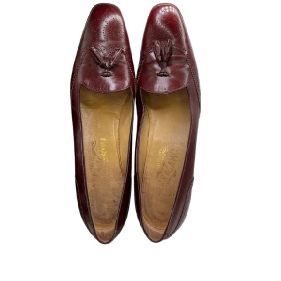 Vintage Salvatore Ferragamo Burgundy Western Leather Pumps Size 10B - Picture 3 of 8